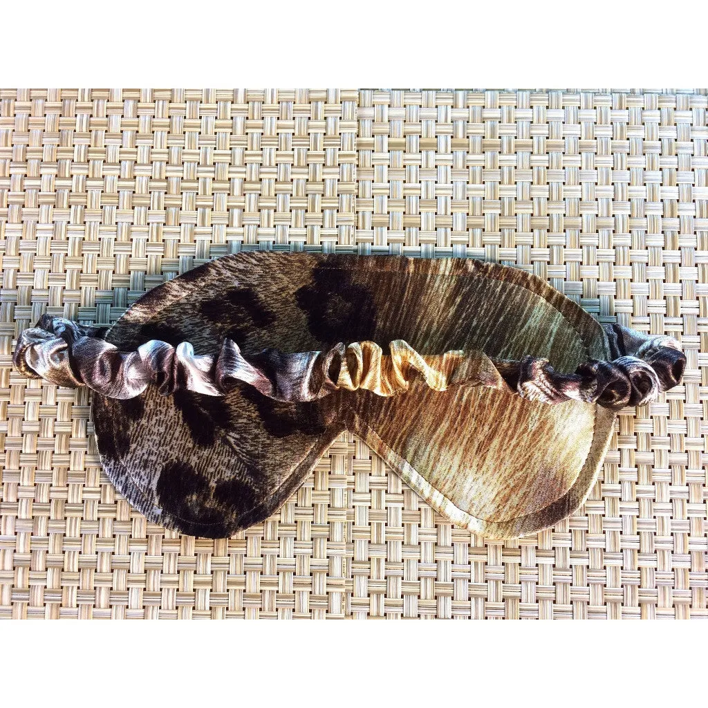 Eye Cover Sleep Mask. Brown Leopard Charmeuse Satin. The Perfect Night's Sleep.