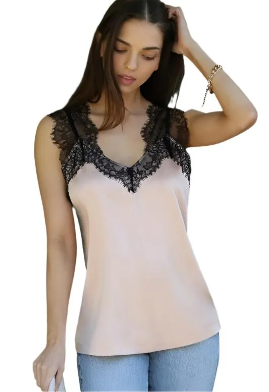 Eyelash Lace Silky Camisole Blouse