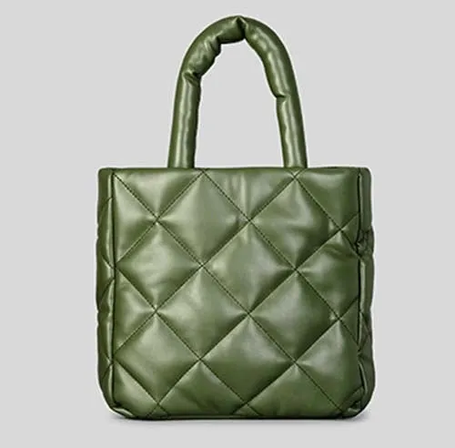 Faux -Leather Quilted Tote Bag