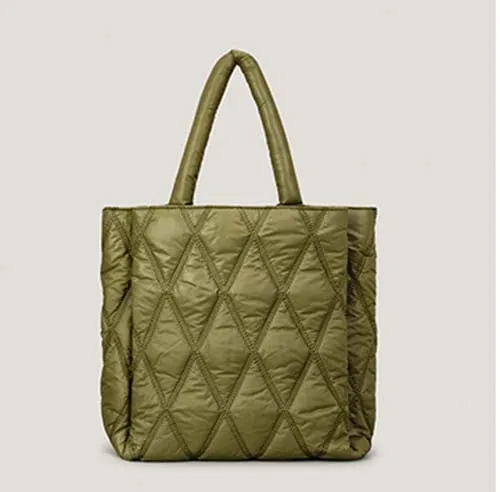 Faux -Leather Quilted Tote Bag