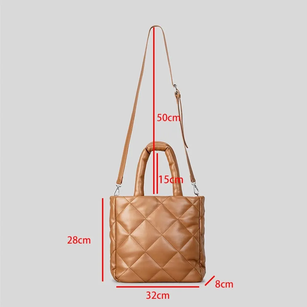 Faux -Leather Quilted Tote Bag