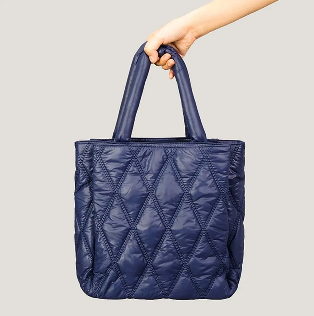 Faux -Leather Quilted Tote Bag