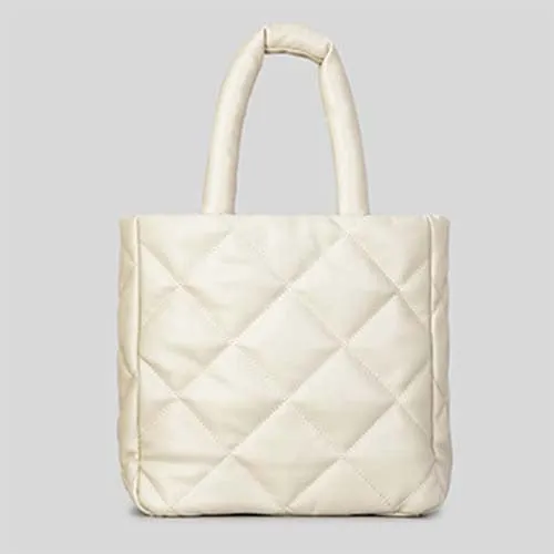 Faux -Leather Quilted Tote Bag