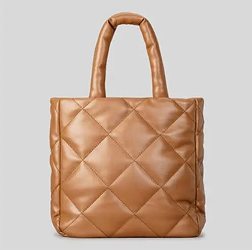 Faux -Leather Quilted Tote Bag