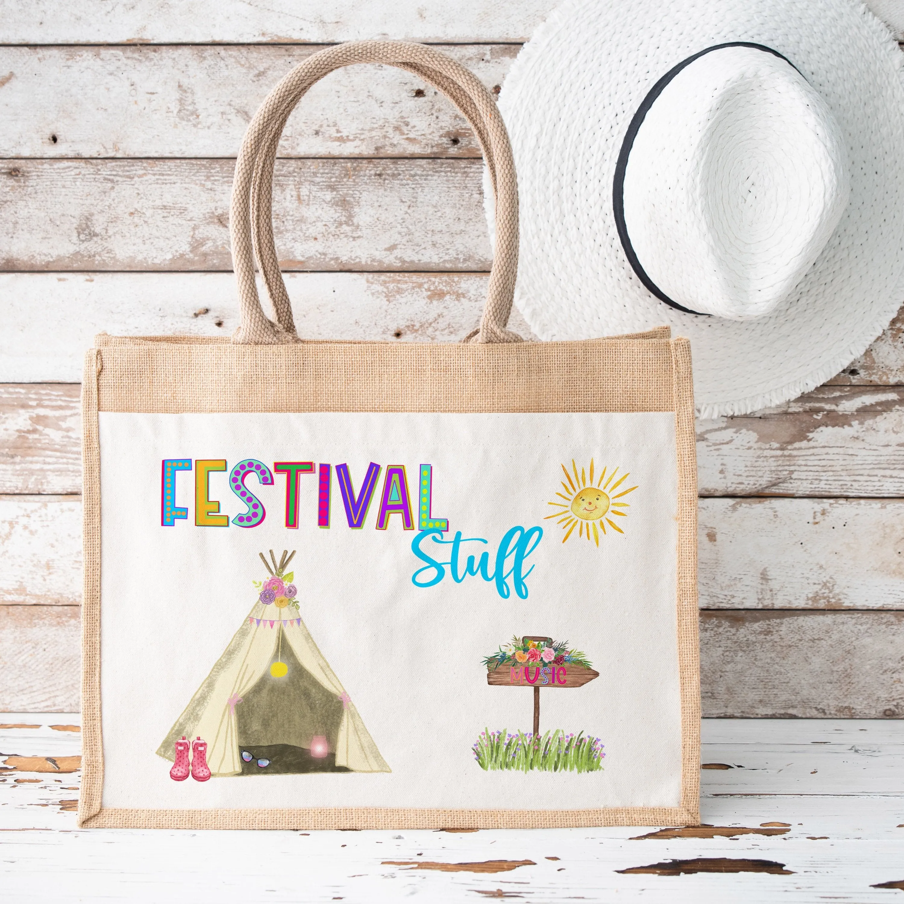 Festival Camping Jute Bag