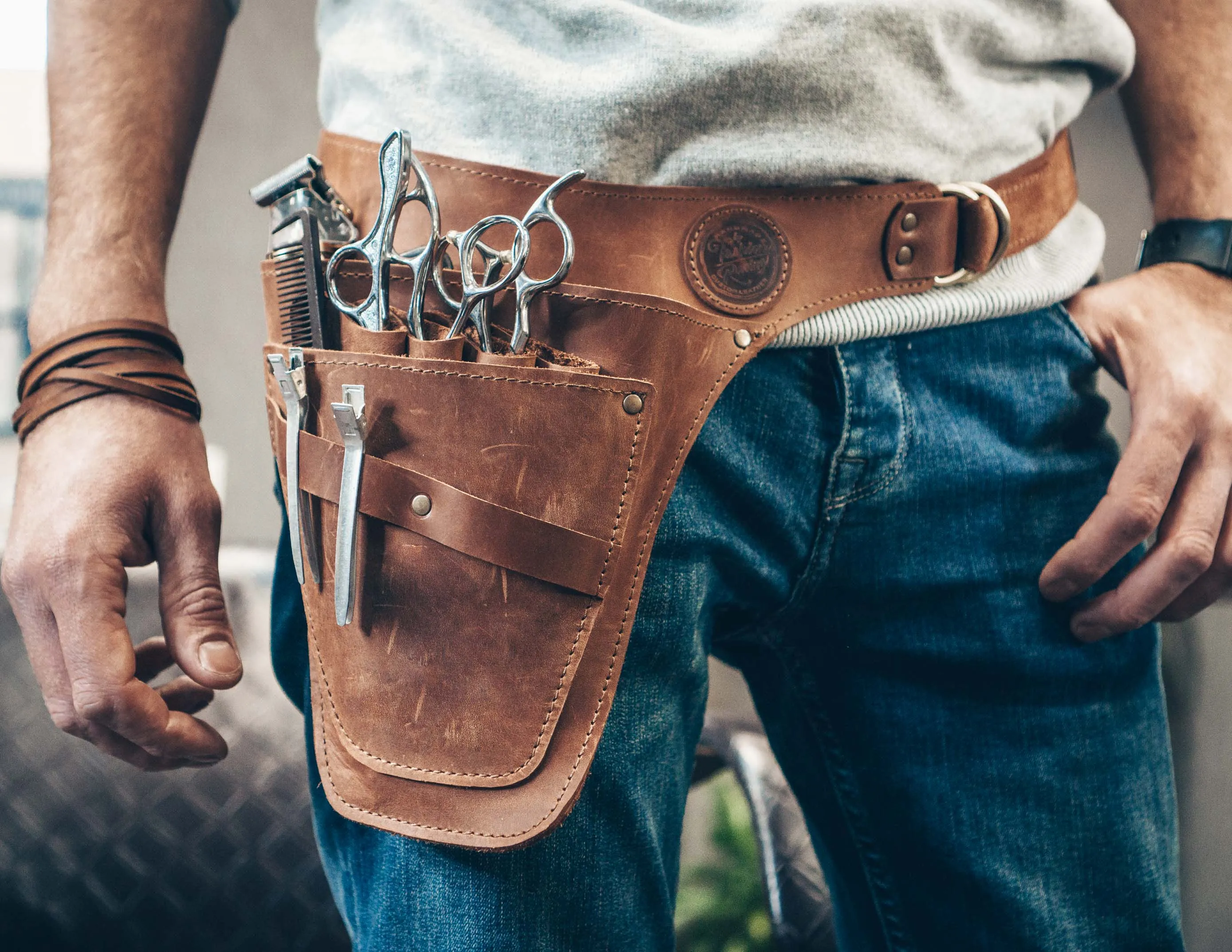 Florist leather tool belt | Hairdresser Scissors Bag | Handcrafted gift