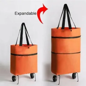 Foldable Lightweight Shopping Trolley Bag Dual Wheel, Waterproof