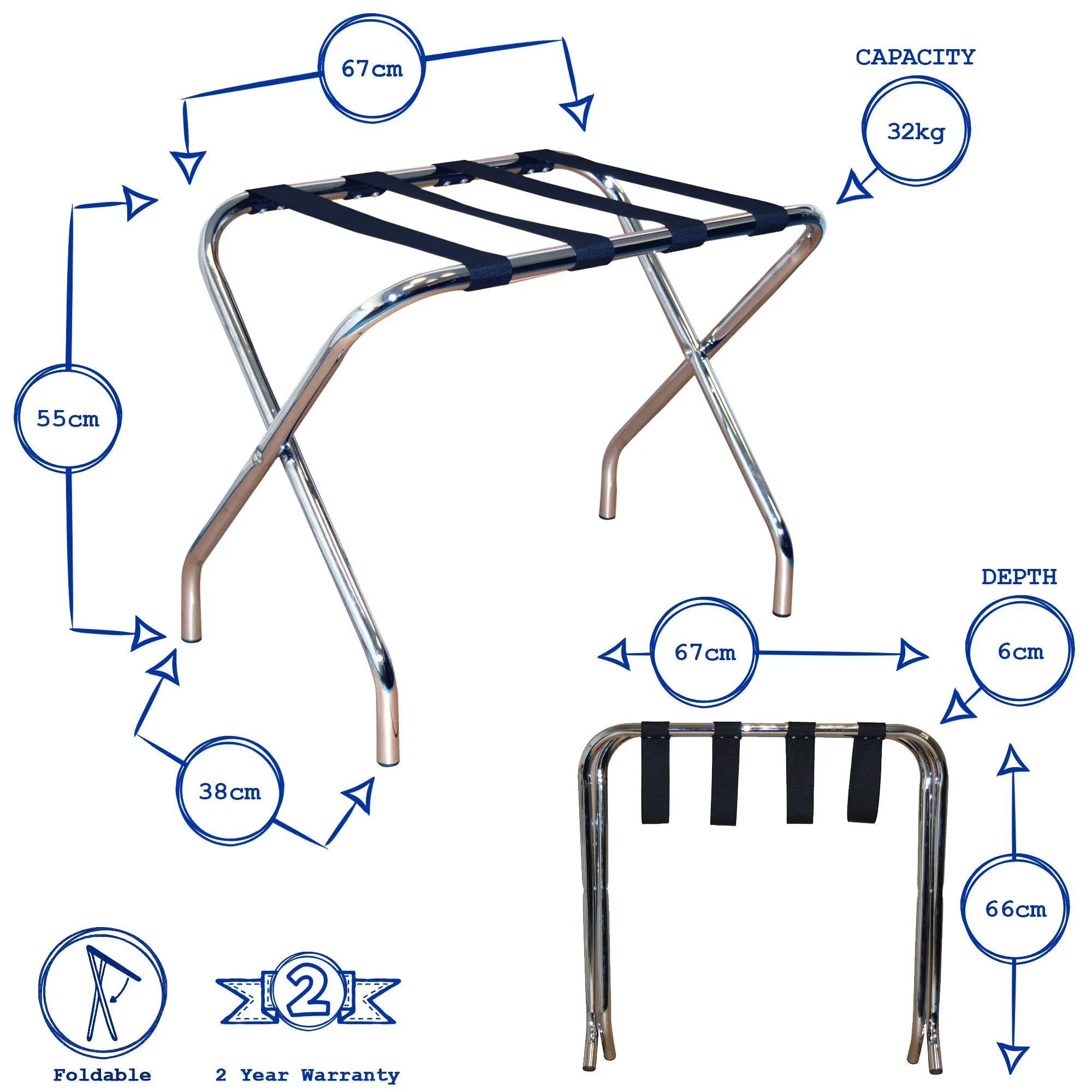 Folding Metal Luggage Rack - By Harbour Housewares