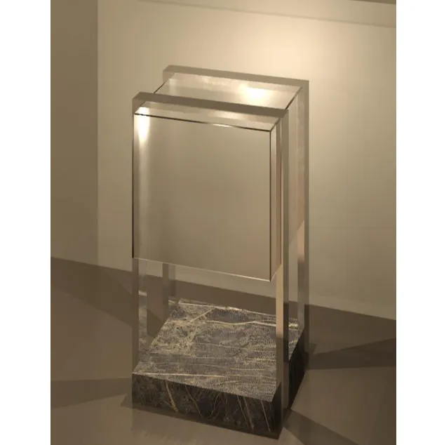 Frosted Glass Encased With Metal Frame And Marble Base By LedevÃ²