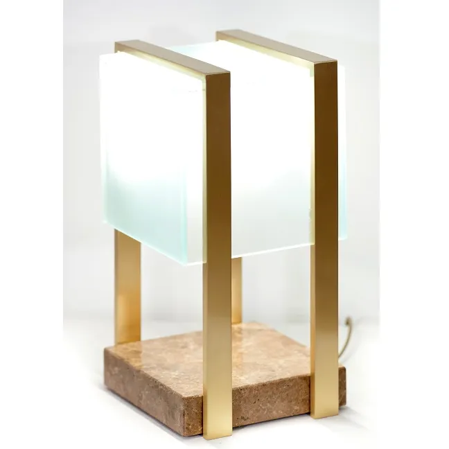 Frosted Glass Encased With Metal Frame And Marble Base By LedevÃ²