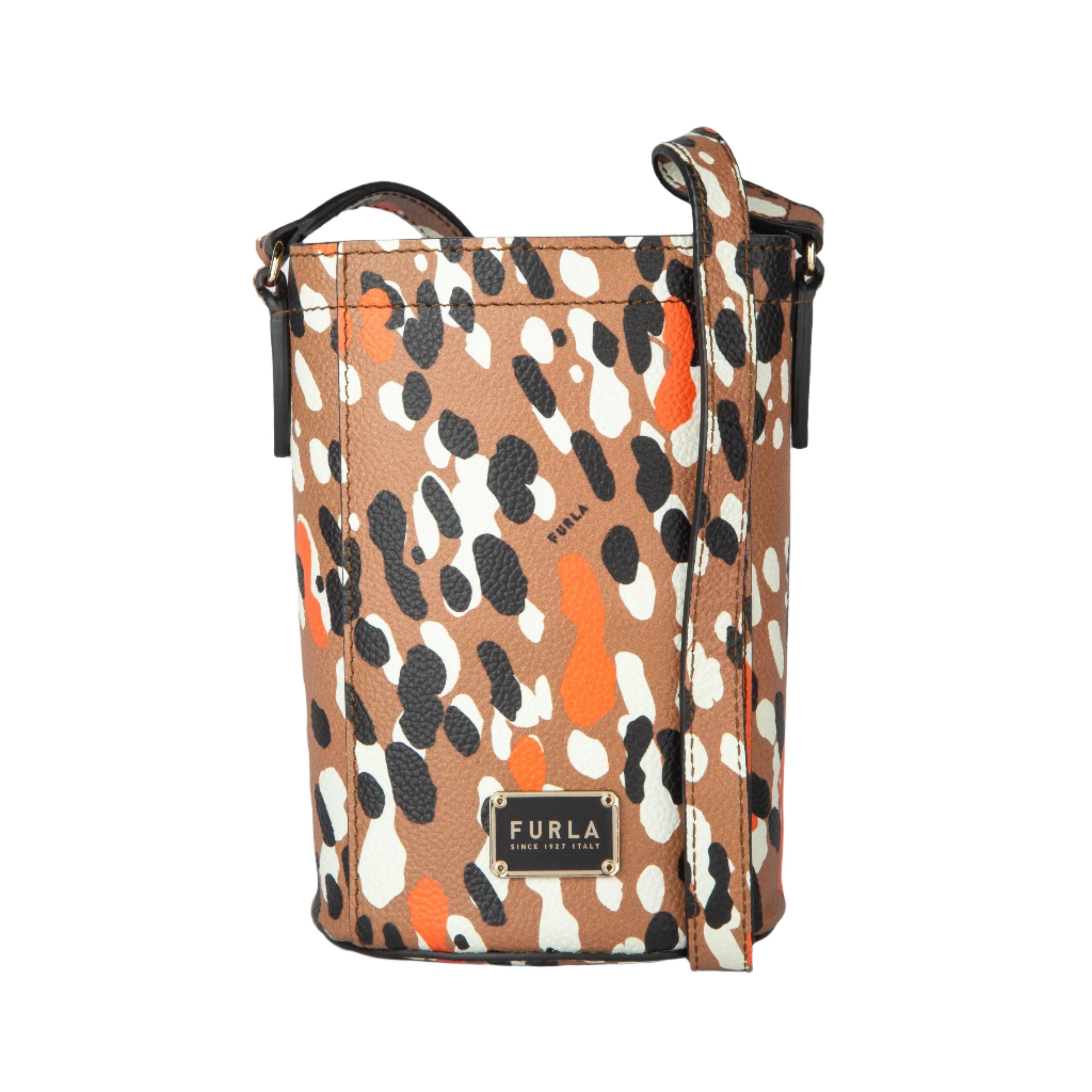 Furla Mini Crossbody Bucket Bag - Brown Leopard