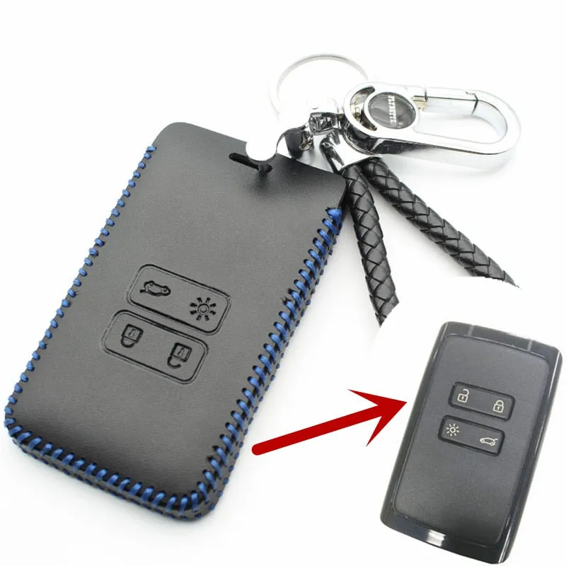 Genuine Leather 4Button Smart Key Case Cover For Renault Kadjar Car Styling (B) L2000