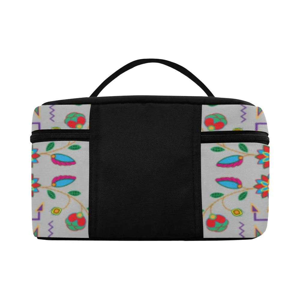 Geometric Floral Fall - Gray Cosmetic Bag/Large