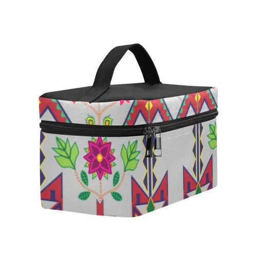 Geometric Floral Spring-Gray Cosmetic Bag/Large