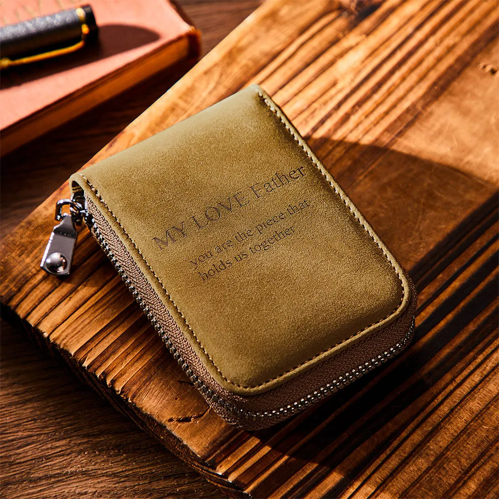 Gifts for Father Custom Engraved Wallet Leather Credit Card Wallet Credit Card Holder