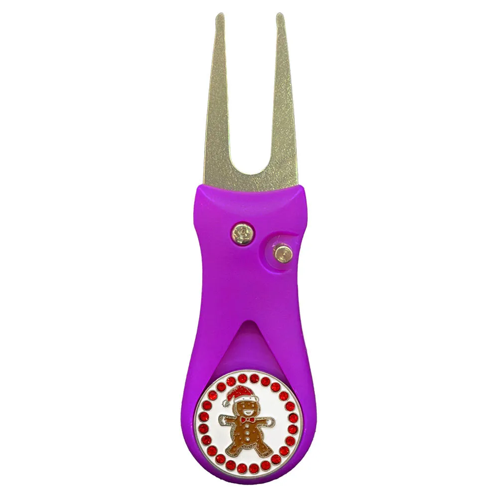 Gingerbread Man Golf Ball Marker With Colored Divot Repair Tool