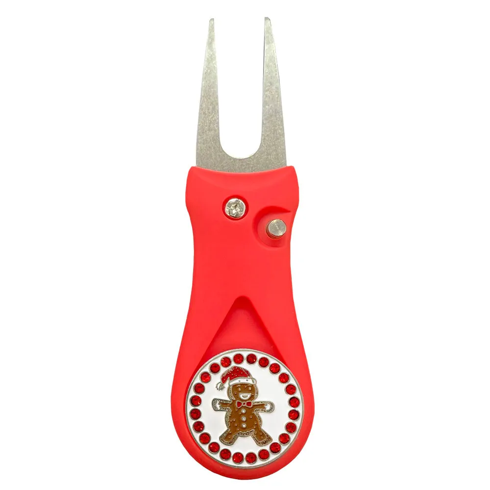 Gingerbread Man Golf Ball Marker With Colored Divot Repair Tool