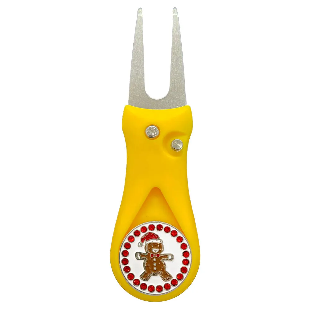 Gingerbread Man Golf Ball Marker With Colored Divot Repair Tool