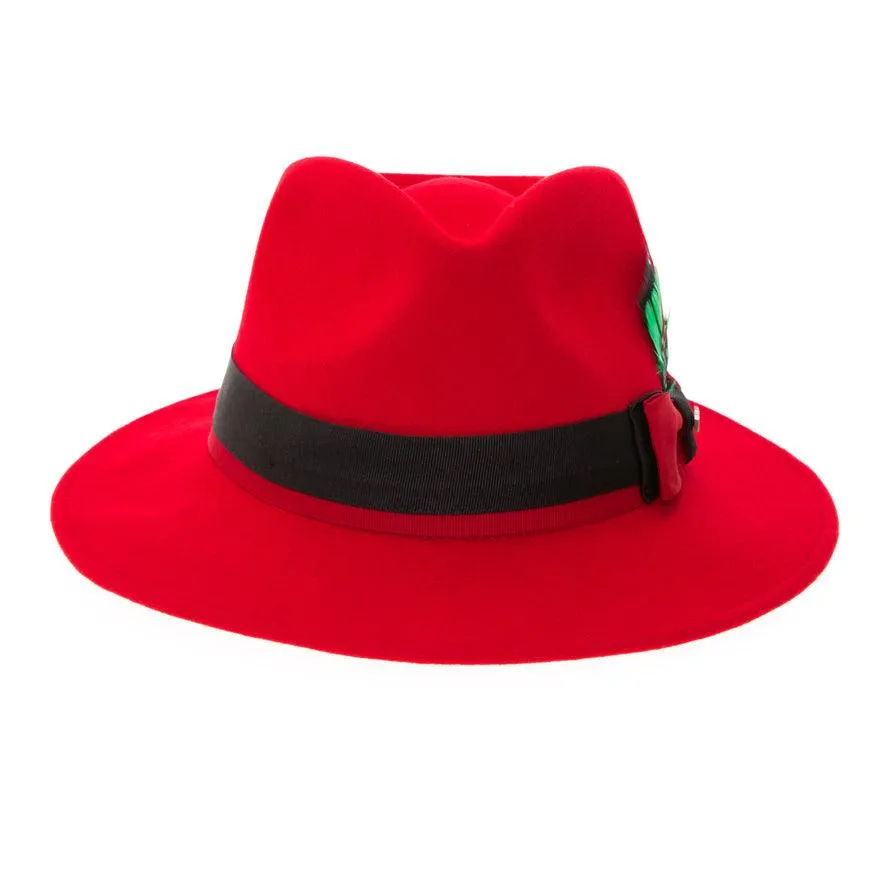 Grayson Fedora Crushable 100 % Australian Wool Traveler Two Tone Red And Black Bottom Hat