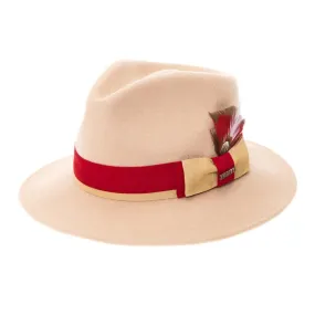 Grayson Fedora Crushable 100 % Australian Wool Traveler Two Tone Tan And Red Bottom Hat