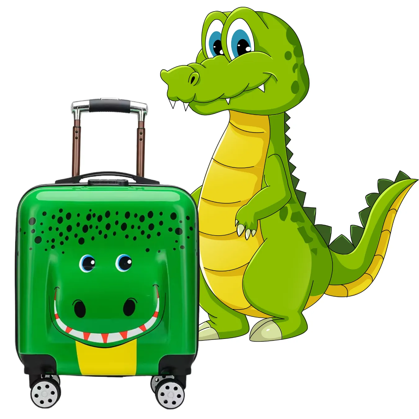 Green Croco Cabin Trolley Bag/Suitcase