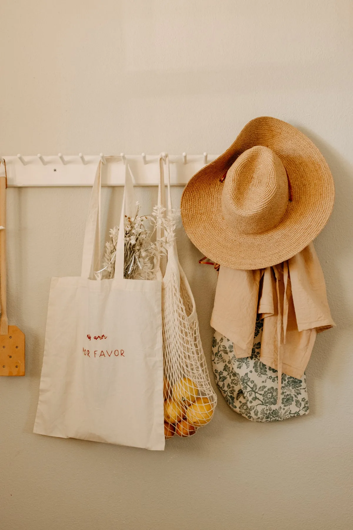 Hand embroidered, plant dyed tote bag