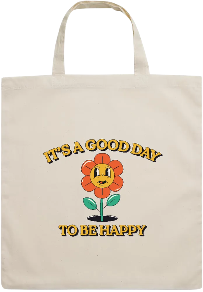 Happy Flower Vibes Design - Essential short handle cotton tote bag