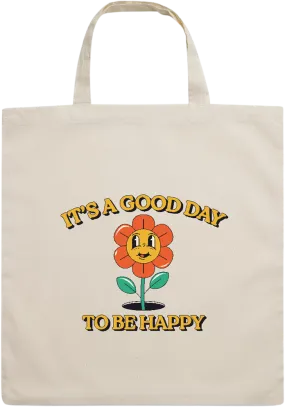 Happy Flower Vibes Design - Essential short handle cotton tote bag