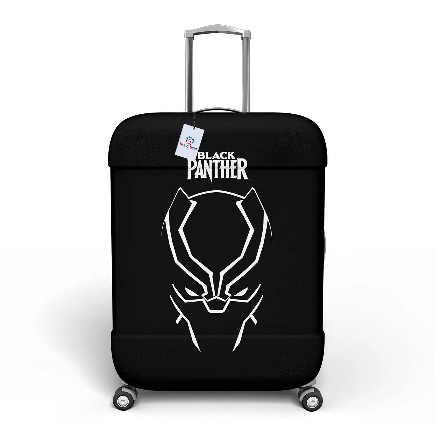 Heart Home Marvel Black Panther Luggage Cover | Polyester Travel Suitcase Cover | Washable | Stretchable Suitcase Protector | 22-26 Inch | Medium | Black