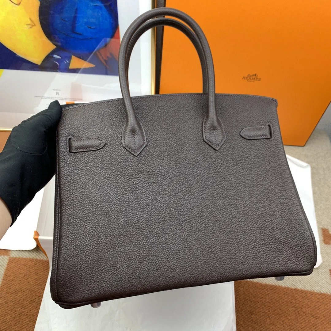 HM Birkin 30 Togo Dark Grey Bag Silver Hardware For Women, Women’s Handbags 11.8in/30cm