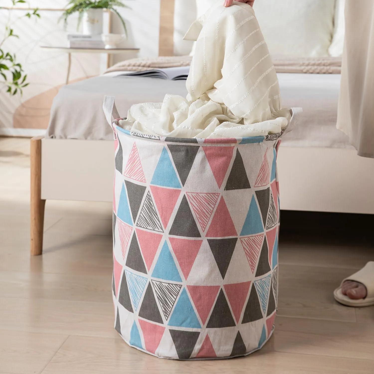 HOKIPO Folding Laundry Basket for Clothes - Large 43 LTR, Multicolor