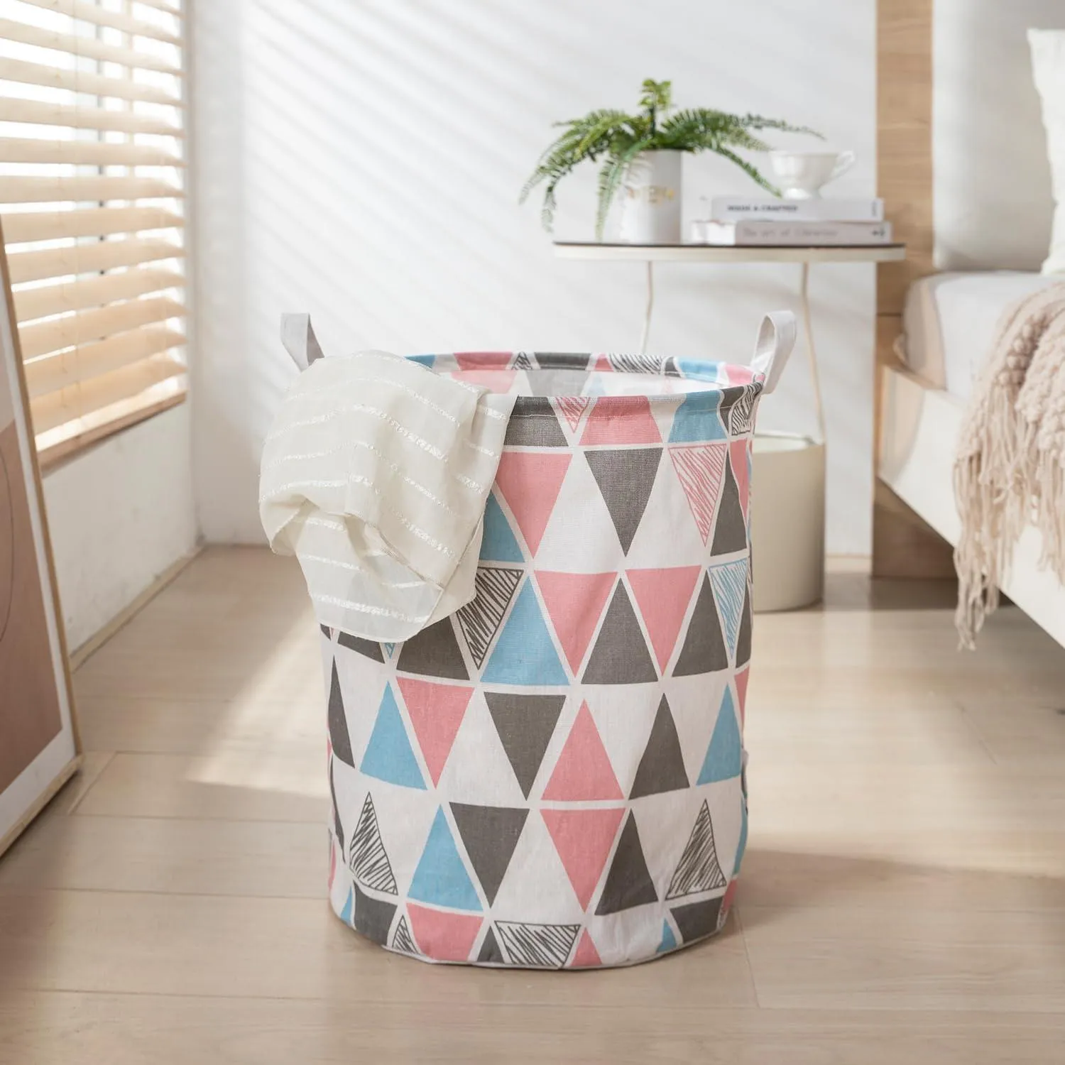 HOKIPO Folding Laundry Basket for Clothes - Large 43 LTR, Multicolor