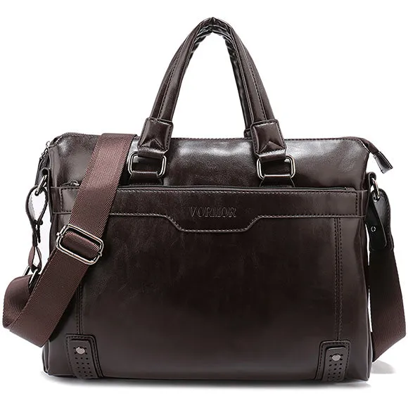 Hollow Bottom Decor Leather Briefcase