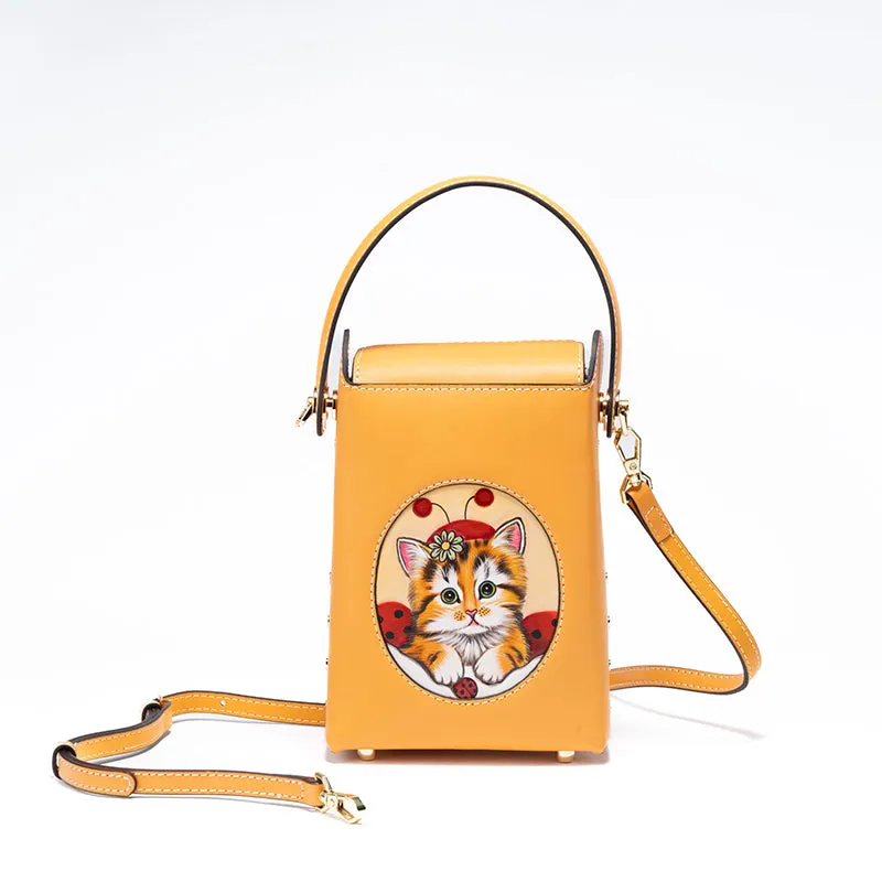 Intricately Hand-carved Vegetable-tanned Leather Bags Featuring Adorable Animal Motifs