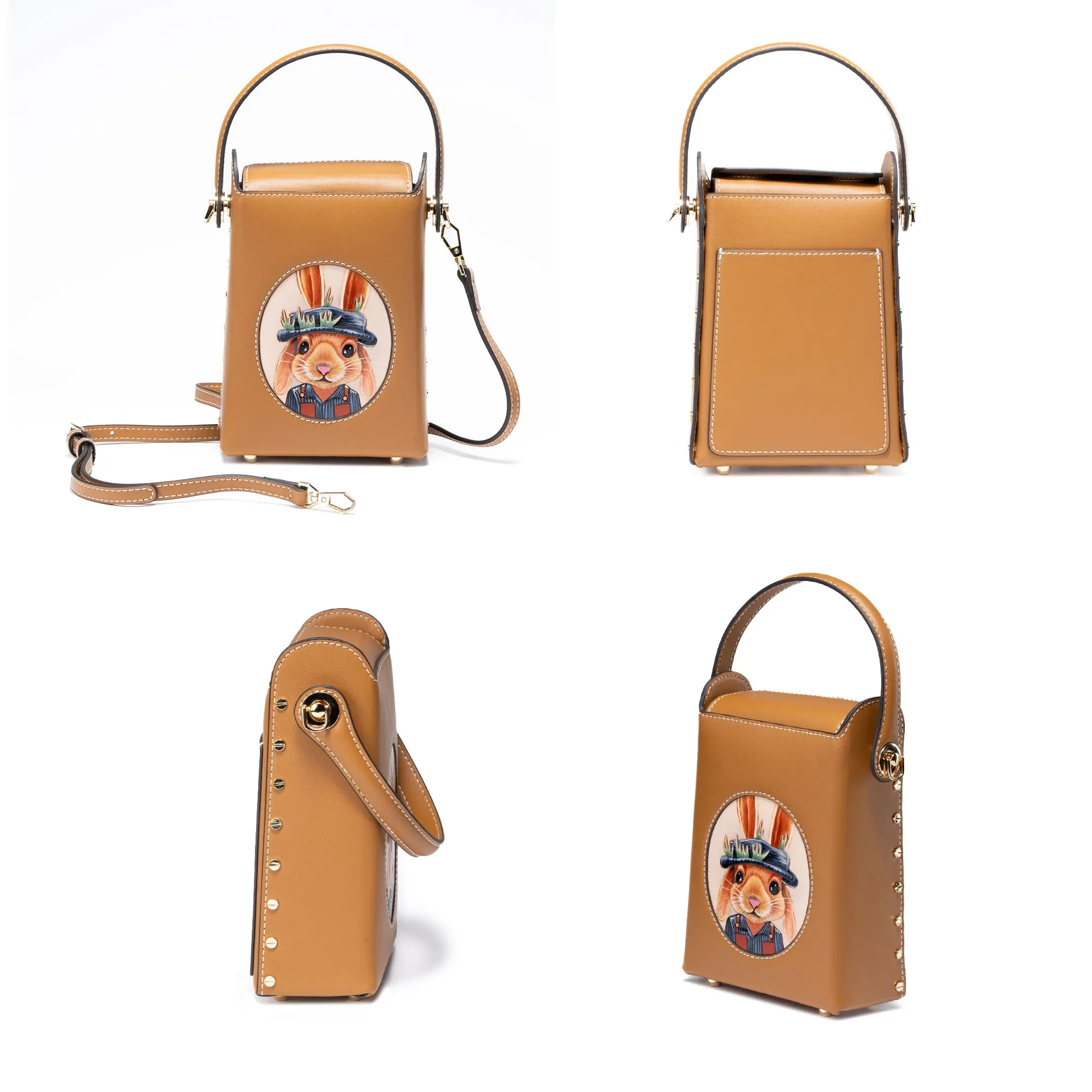 Intricately Hand-carved Vegetable-tanned Leather Bags Featuring Adorable Animal Motifs