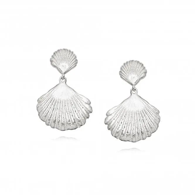 Isla Double Shell Sterling Silver Earrings SE07_SLV