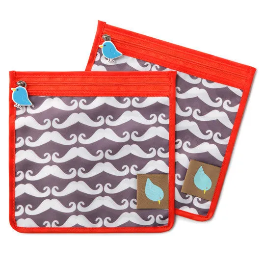 Jaq Jaq Bird Reusable Food Pouch Set of 2 - Mustache