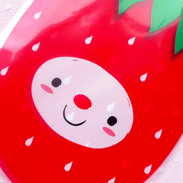 Kawaii Strawberry Gift Bags (20 pcs) Plastic Gift Wrapping Bags Product Packaging Cookie Bags (11.9cm x 19cm) GB075