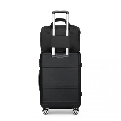 KONO 20-24-28 Inch Hard Shell Suitcase Set with TSA Lock & Travel Bag - Black - Durable & Lightweight