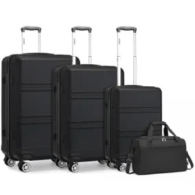 KONO 20-24-28 Inch Hard Shell Suitcase Set with TSA Lock & Travel Bag - Black - Durable & Lightweight