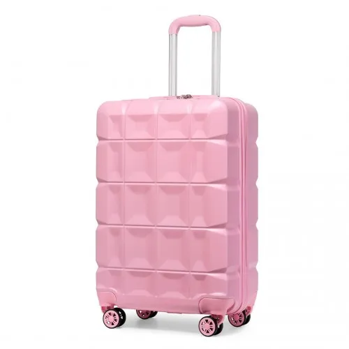 Kono 20 Inch Lightweight Hard Shell ABS Luggage Cabin Suitcase With TSA Lock - Pink | Durable Travel Companion with 360° Swivel Wheels