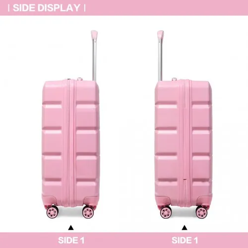 Kono 20 Inch Lightweight Hard Shell ABS Luggage Cabin Suitcase With TSA Lock - Pink | Durable Travel Companion with 360° Swivel Wheels