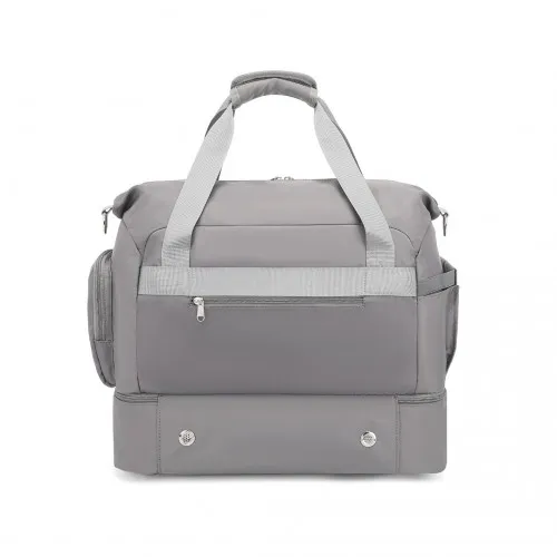 Kono Waterproof Multi-Pocket Travel Duffel Bag Set - Grey with Shoe Compartment