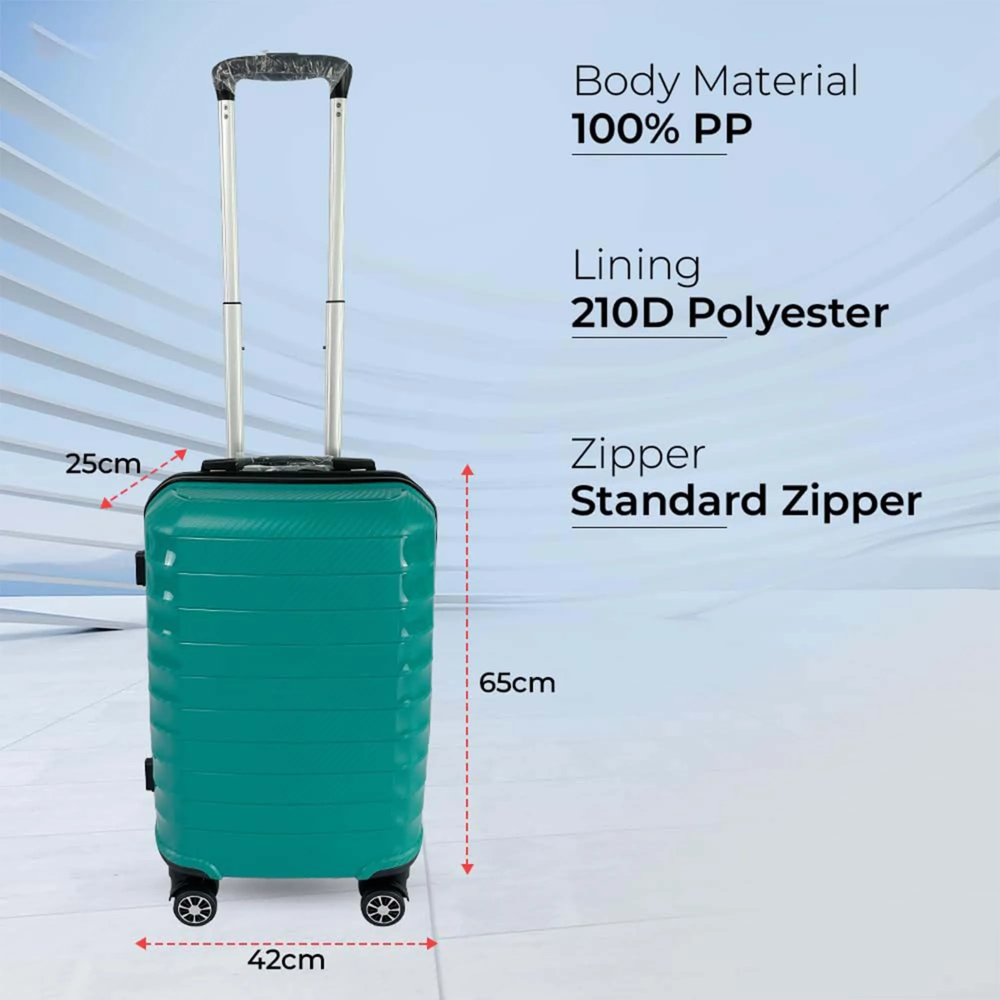 Kuber Industries 24inch Strong & Lightweight Cabin Trolley Bags with 360 Degree Rotating Wheels | Expandable Carry-On Cabin Luggage Suitcase | Bags for Travelling | PP103024OGRN-Sea Green