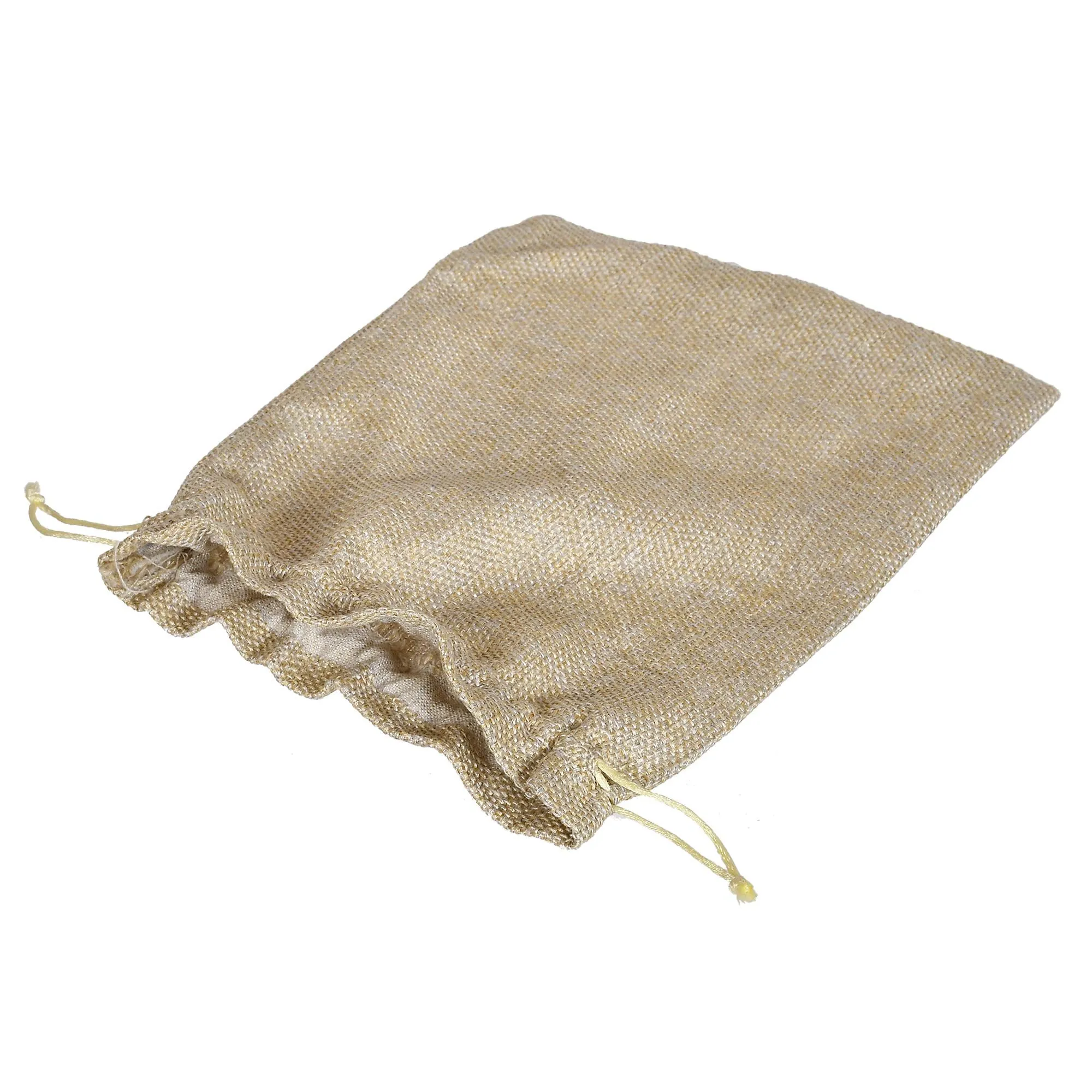 Kuber Industries Jute Medium Size Potli Gift Bags Wedding Hessian Jute Medium Size Bags Linen Jewelry Pouches with Drawstring-Pack of 2 (Gold) (Model: HS_36_KUBMART019520)