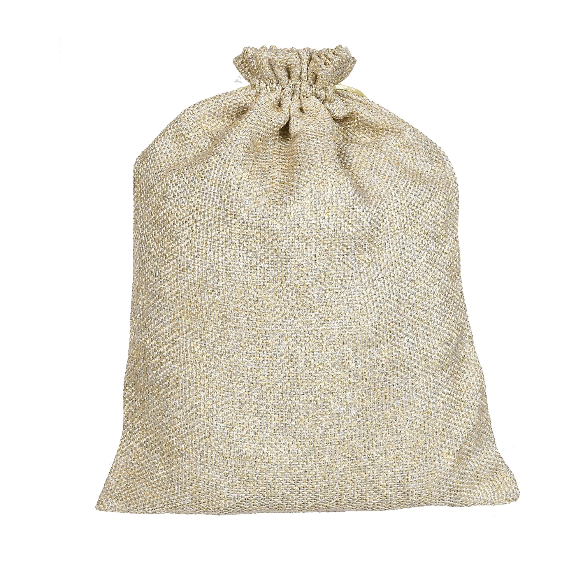 Kuber Industries Jute Medium Size Potli Gift Bags Wedding Hessian Jute Medium Size Bags Linen Jewelry Pouches with Drawstring-Pack of 2 (Gold) (Model: HS_36_KUBMART019520)