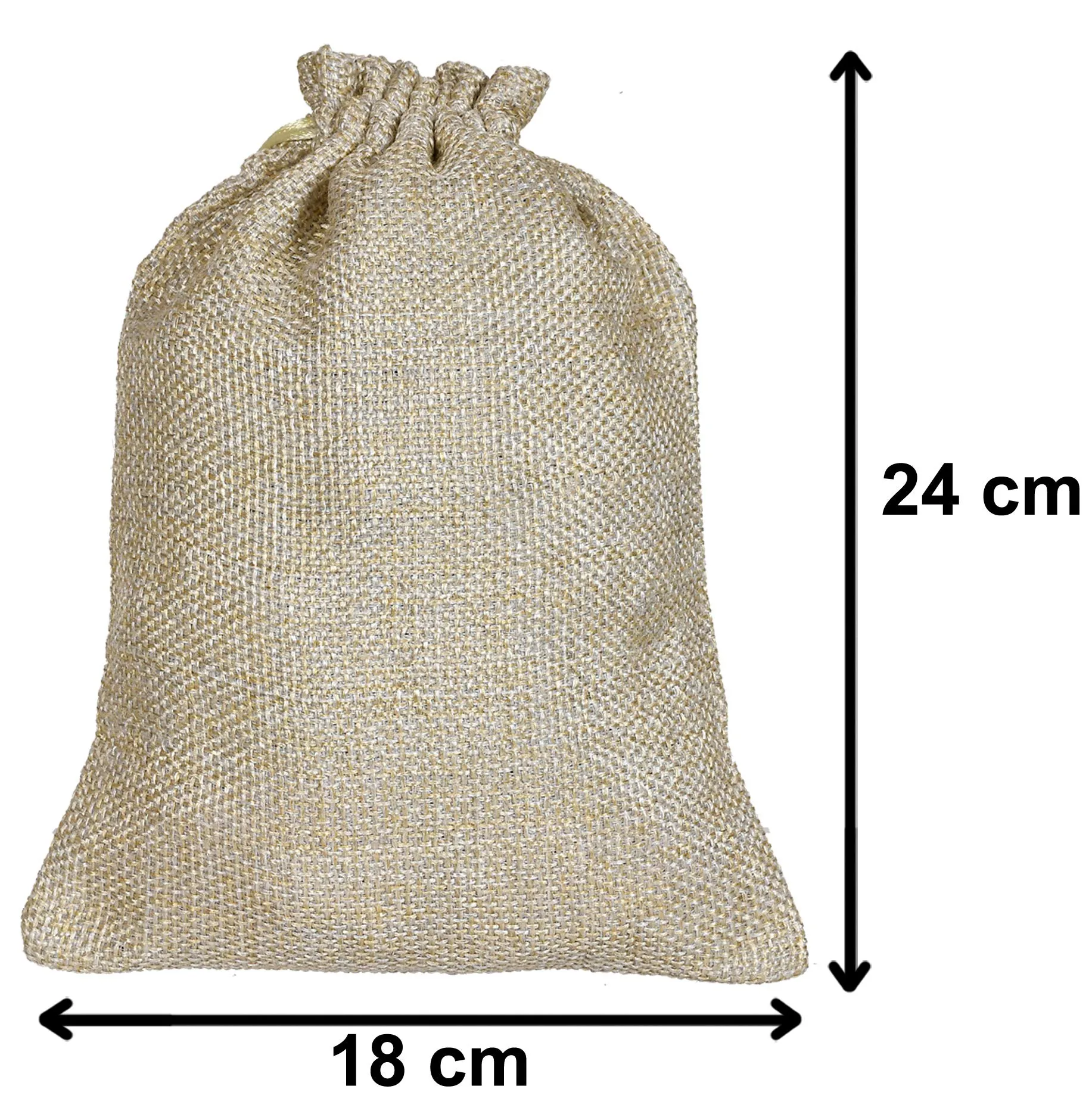 Kuber Industries Jute Medium Size Potli Gift Bags Wedding Hessian Jute Medium Size Bags Linen Jewelry Pouches with Drawstring-Pack of 2 (Gold) (Model: HS_36_KUBMART019520)