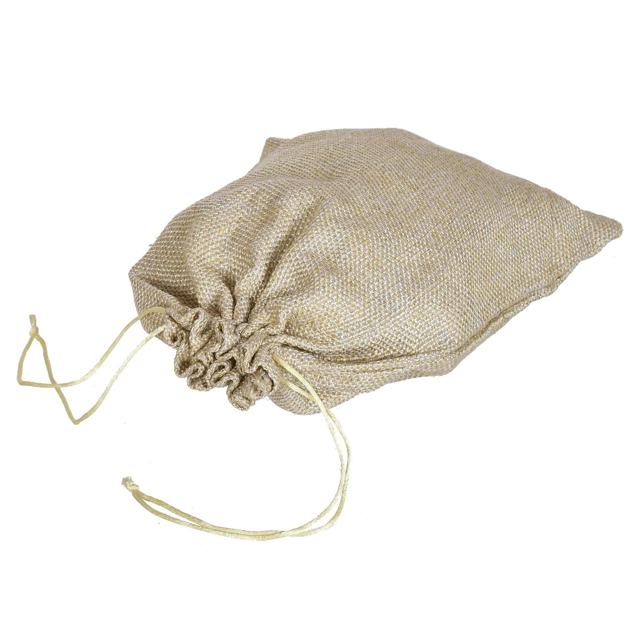 Kuber Industries Jute Medium Size Potli Gift Bags Wedding Hessian Jute Medium Size Bags Linen Jewelry Pouches with Drawstring-Pack of 2 (Gold) (Model: HS_36_KUBMART019520)