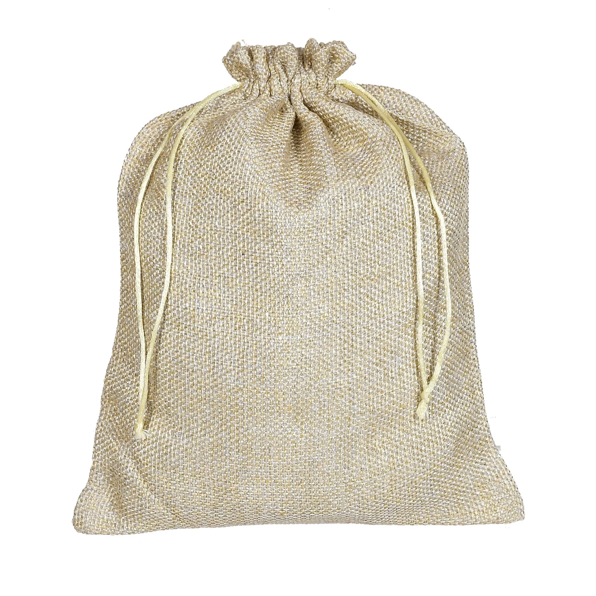 Kuber Industries Jute Medium Size Potli Gift Bags Wedding Hessian Jute Medium Size Bags Linen Jewelry Pouches with Drawstring-Pack of 2 (Gold) (Model: HS_36_KUBMART019520)