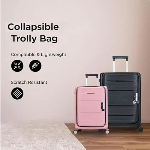 Kuber Industries Luggage Bag | Trolley Bags for Travel | Collapsible Luggage Bag | Travelling Bag | Trolley Bags for Suitcase | Lightweight Luggage Bag | 20 Inch | Pack of 5 | Rose Pink